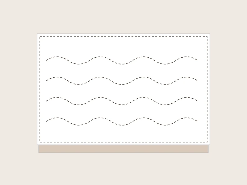 Personalizzazione tappezzerie nautiche: cuscino con cuciture decorative a onde, disegno