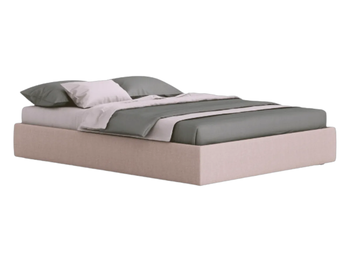Letto Turca senza testiera in tessuto rosa cipria